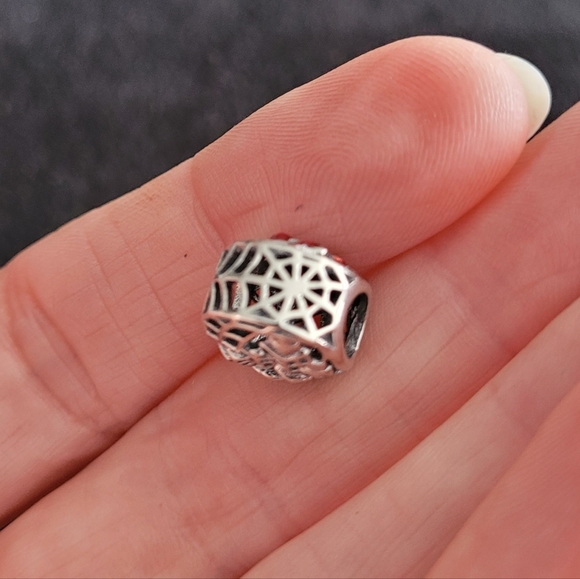 Spiderman charm, Red on silver with web design accents, New, a great gift idea - Picture 3 of 4